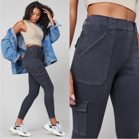 NWT SPANX Stretch Twill Ankle Cargo Pants in Washed Black 20311R Size S - Picture 1 of 16